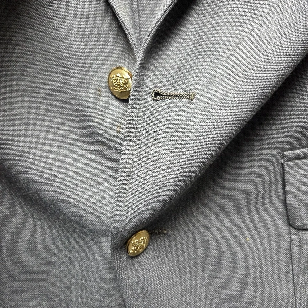 Vintage John Weitz By Palm Beach Blazer Mens 48 Gray Gold Buttons Made USA 90s